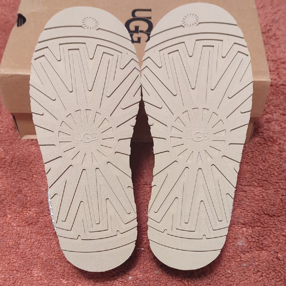 UGG Tazz Women's Sand Platform Suede Shearling-Lined Slip-Ons - Picture 3 of 3